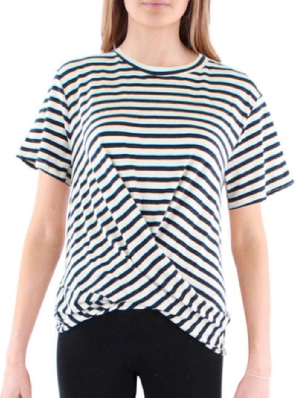 NWOT Anthropologie Maronie Tee Striped Cut-Out Back with Tie Large T-shirt